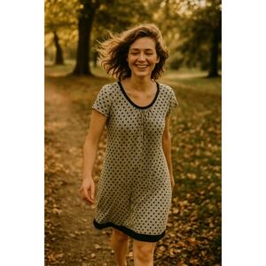 Company Ellen Tracy Dress Casual Short Sleeve Black‎ Dot Print Small